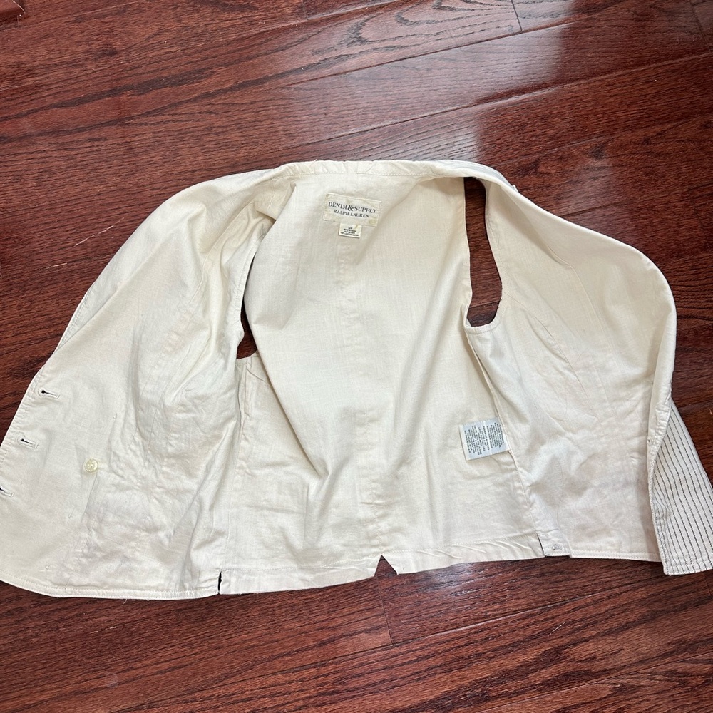 Denim & Supply Ralph Lauren Cream Pinstripe Double-Breasted Vest - Picture 9 of 14